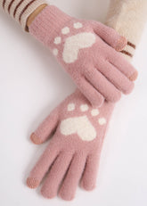 Cat Paw Jacquard Mink Gloves Sai Feel